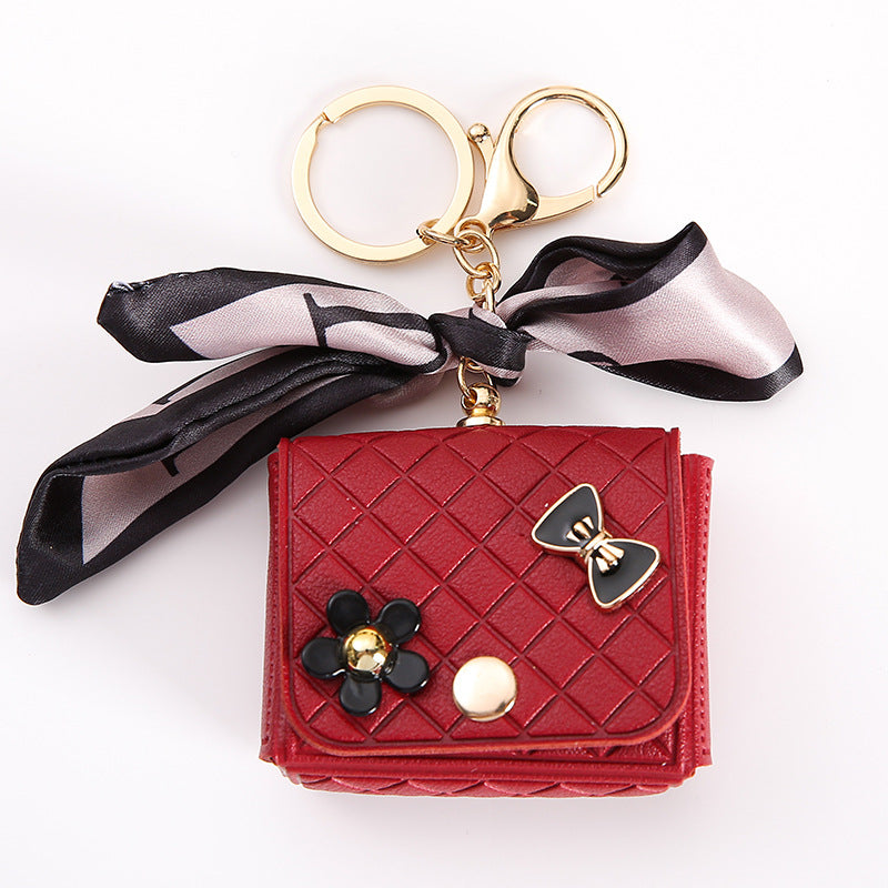 Wholesale Reduced Silk Scarf Bluetooth Headset Bag Leather Coin Purse Mini Keychain
